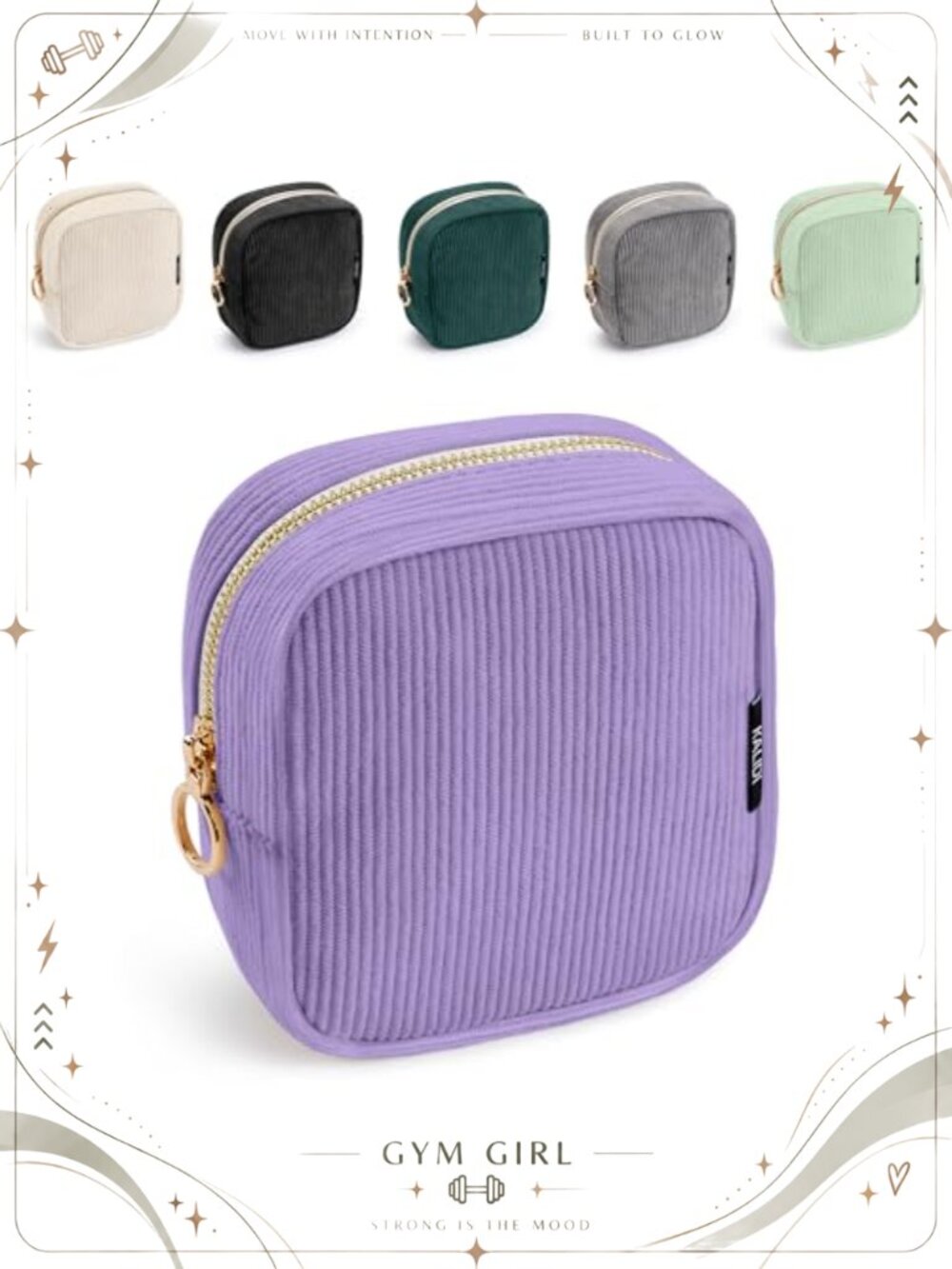 Corduroy Small Makeup Bag Zipper Mini Cosmetic Pouch Compact Travel